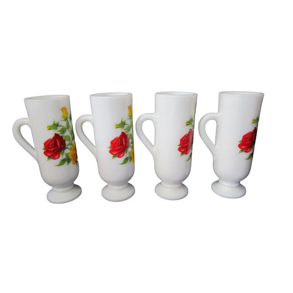 Red Yellow Rose on Milk Glass Avon Cordial Tia Maria Demitasse Mug GUC  Four - Picture 4 of 16